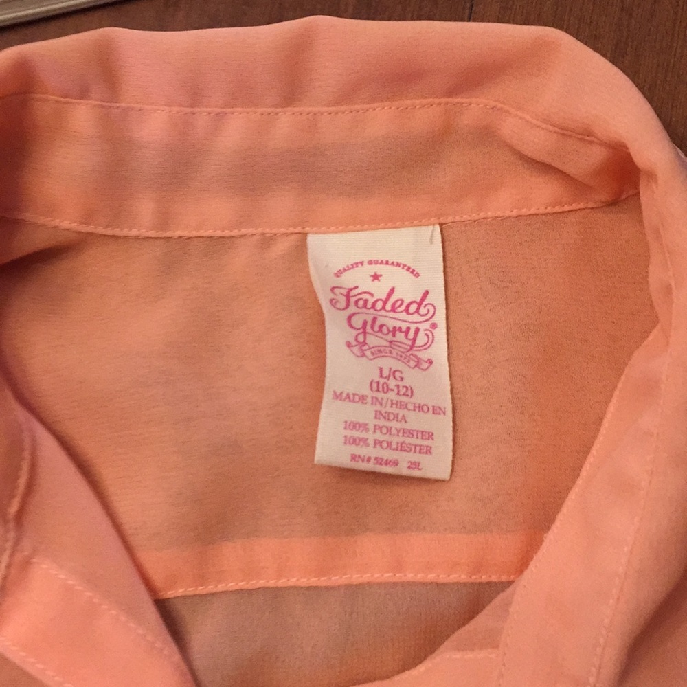 Faded glory sheer button up girls shirt